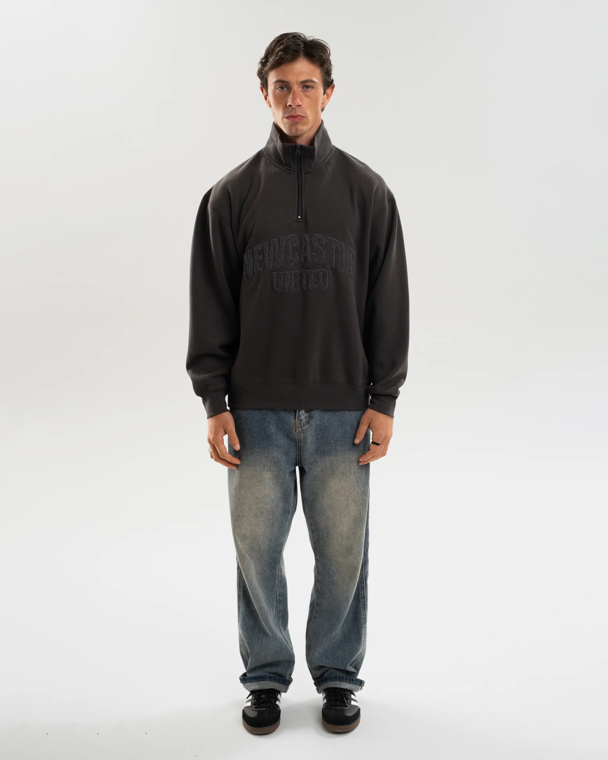 Newcastle United 1/4 Zip Tonal Sweater - Image 2