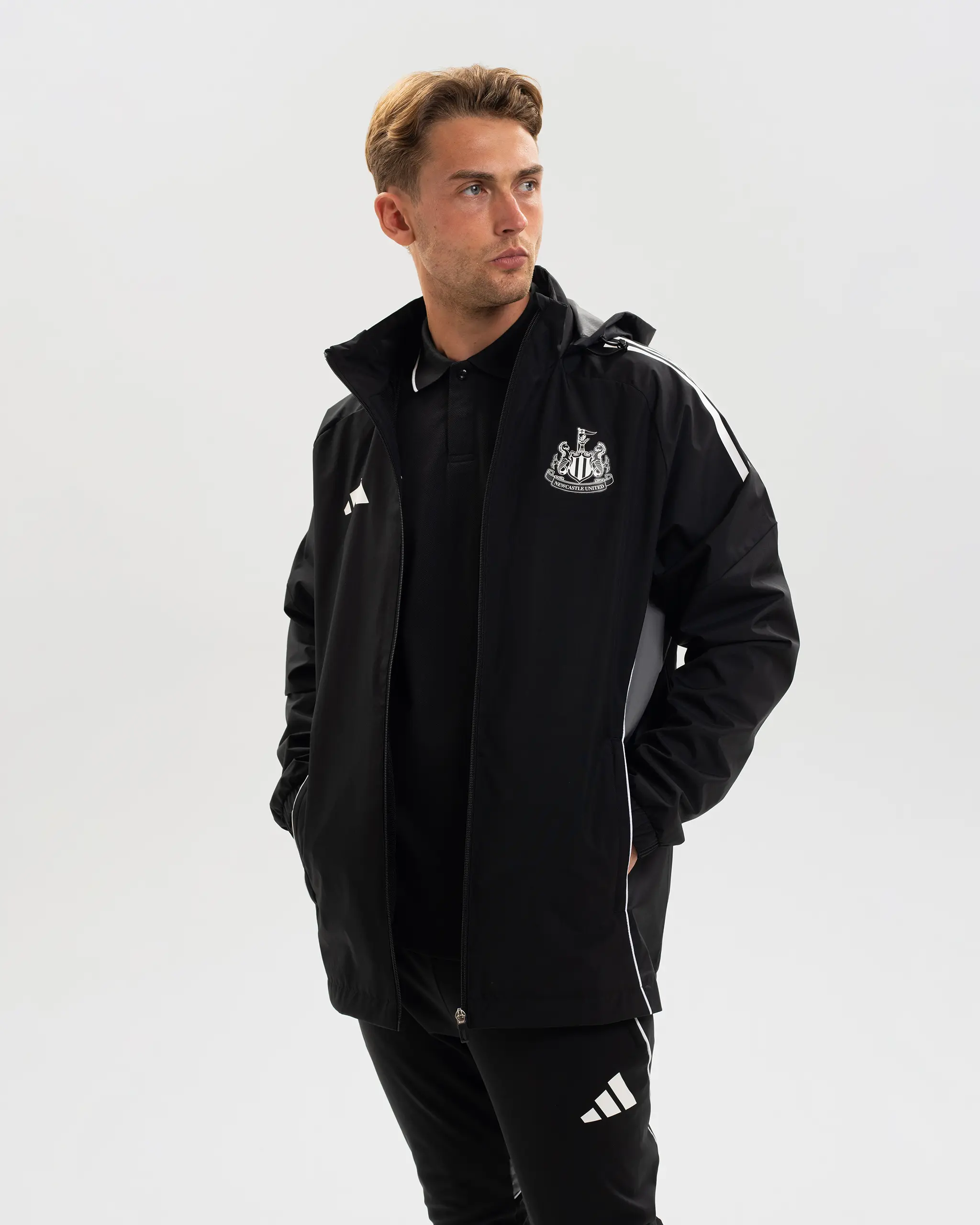 Newcastle United adidas 25/26 Coach's Black Edition Range All Weather Jacket - Image 6
