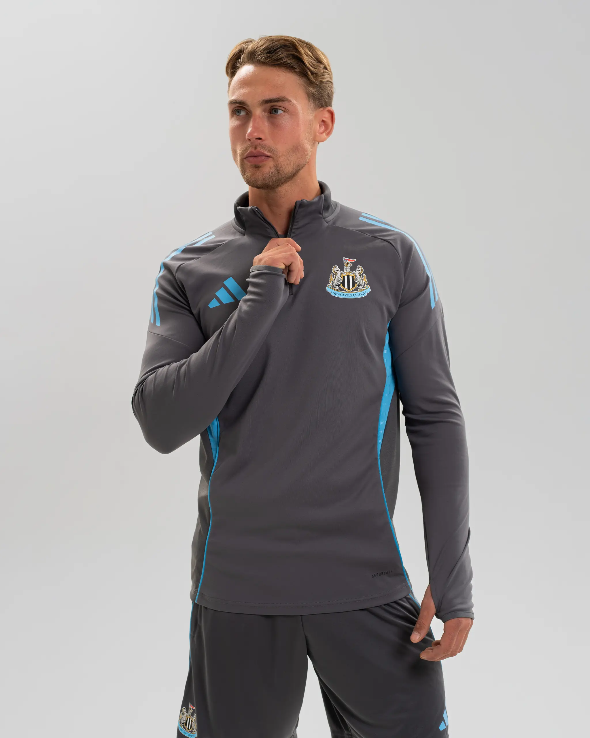 Newcastle United adidas 25/26 Players Range Grey 1/4 Zip Training Top - Image 5