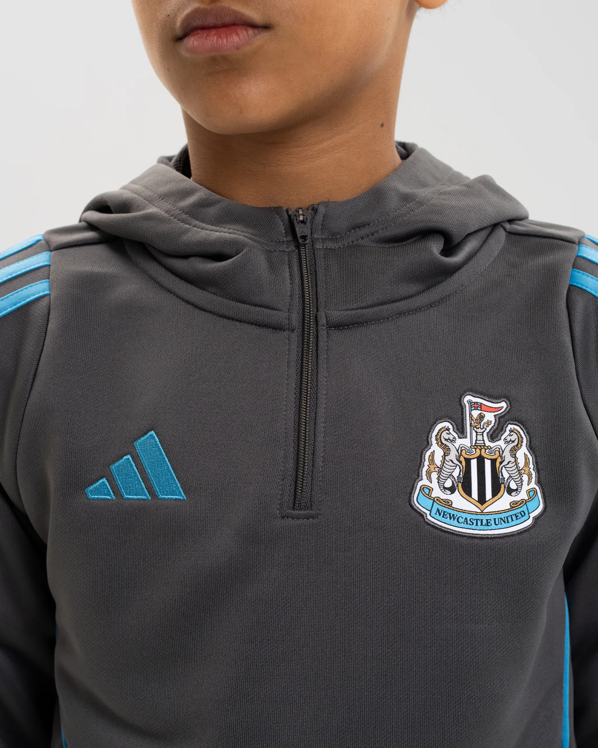 Newcastle United adidas 25/26 Players Range Kids' Grey Training Hoodie - Image 2
