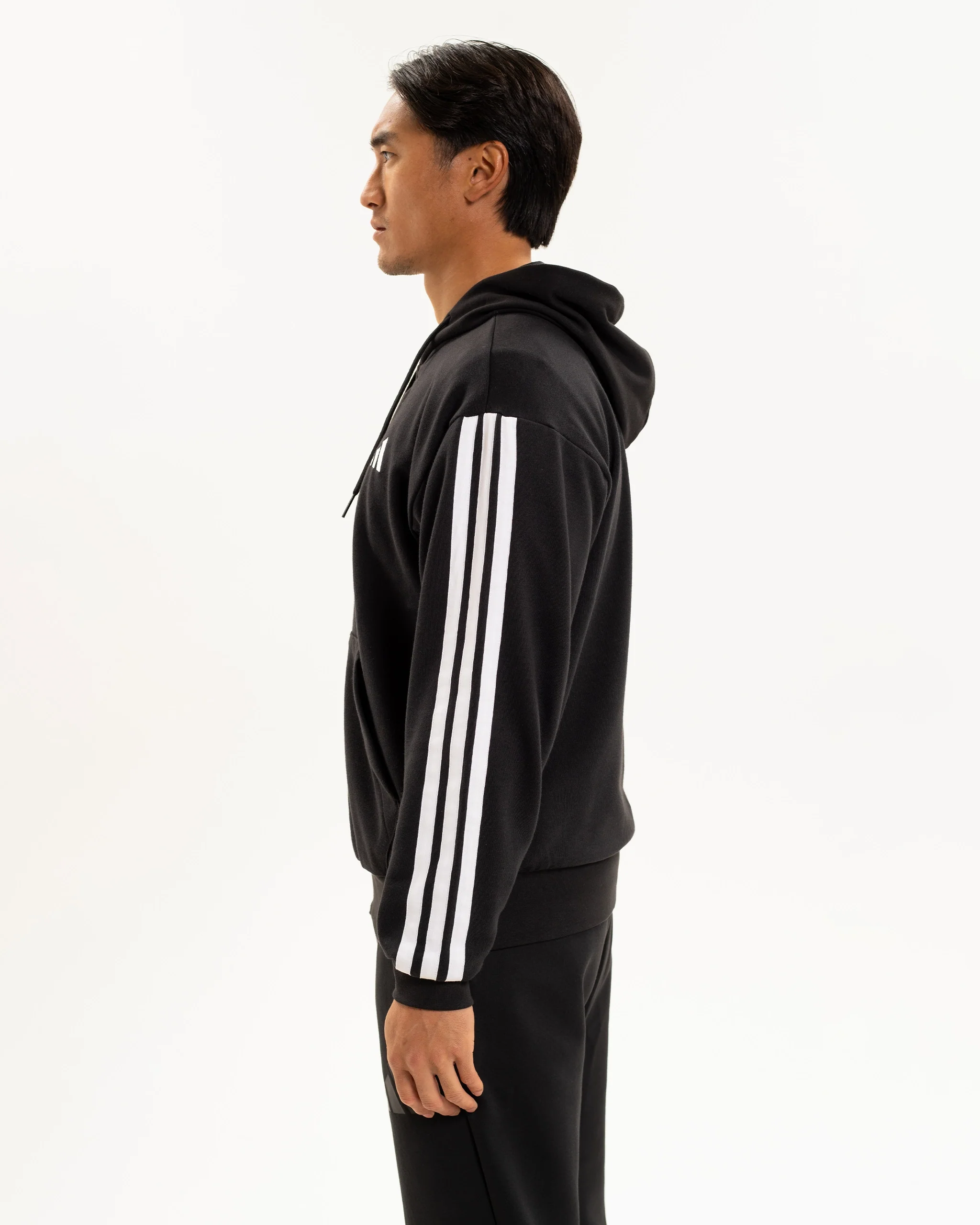 Newcastle United adidas Men's 3-Stripe Black Full Zip Hoodie - Image 5