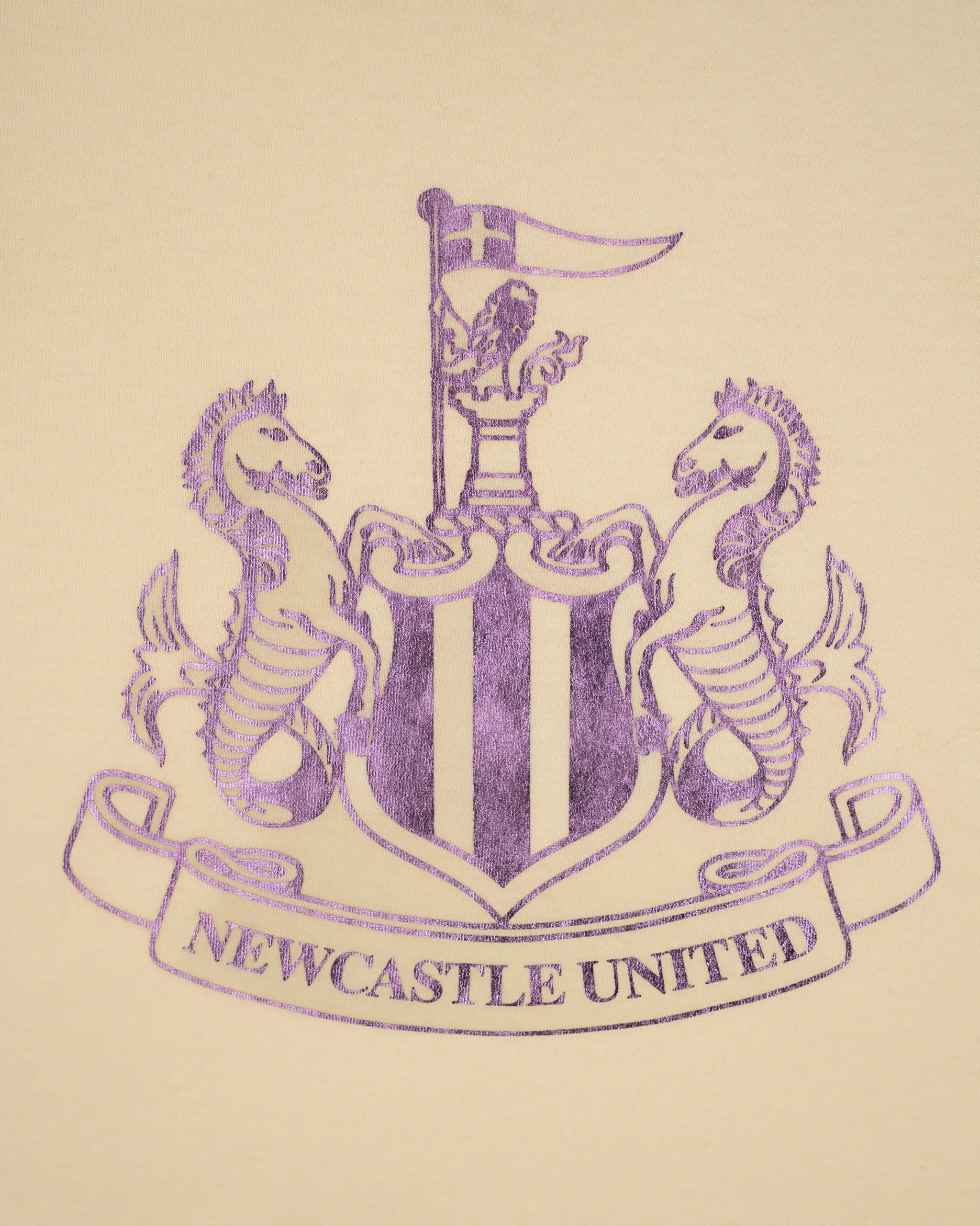 Newcastle United Girl's Cream T-Shirt With Lilac Shimmer Crest - Image 2