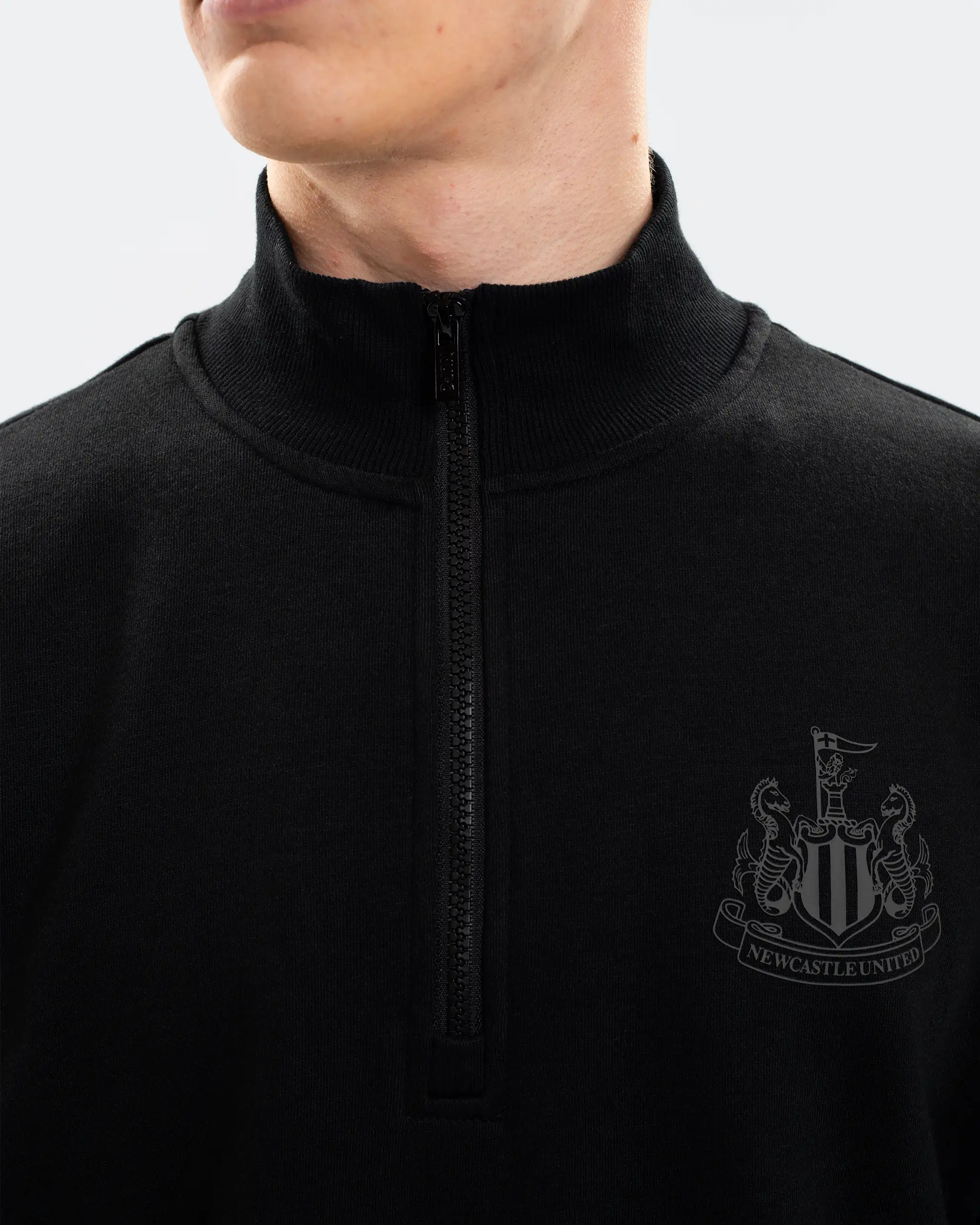 Newcastle United Men's Black 1/4 Zip Sweatshirt - Image 2