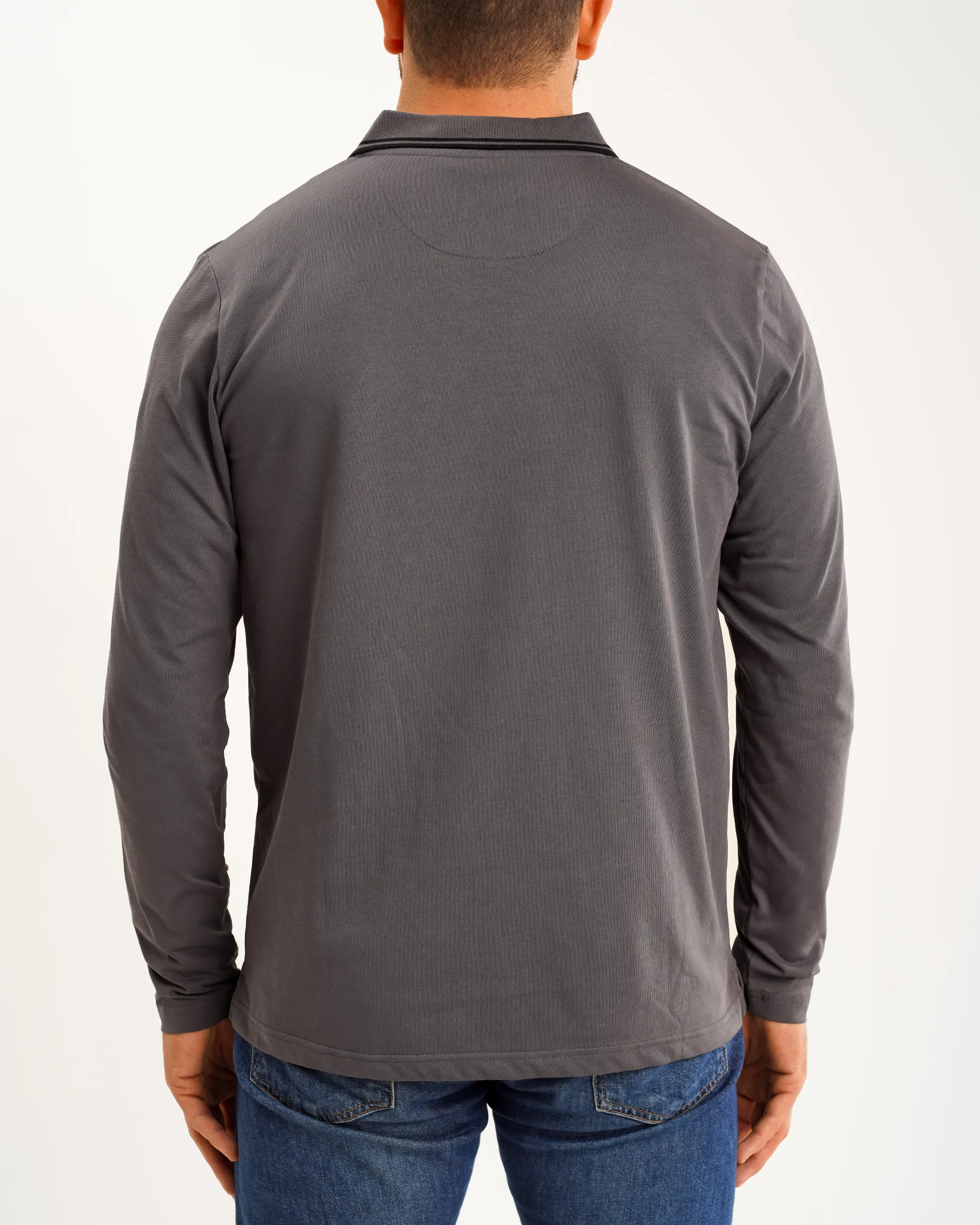 Newcastle United Men's Black Label Grey Long Sleeve Polo Shirt - Image 6
