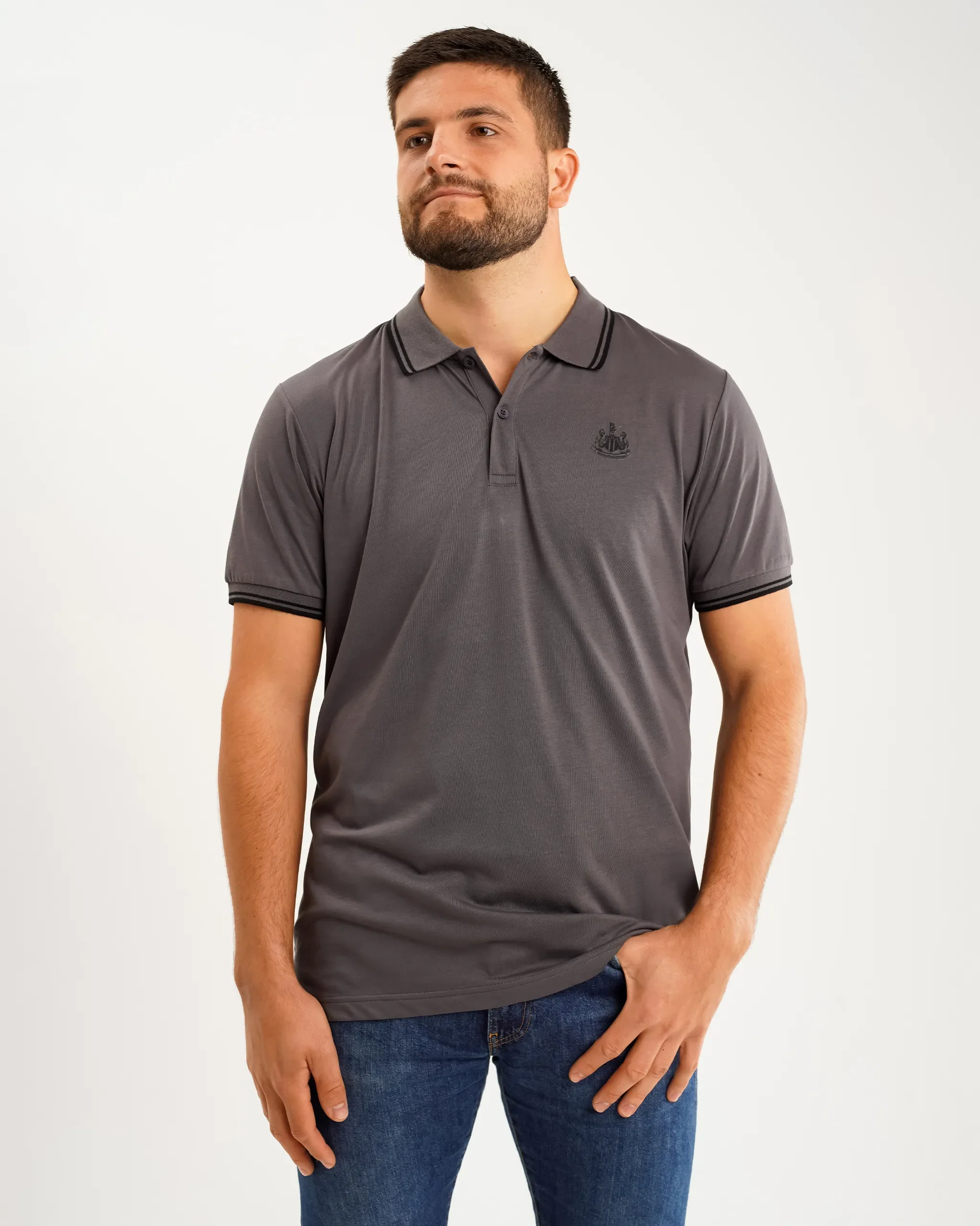 Newcastle United Men's Black Label Grey Polo Shirt - Image 2