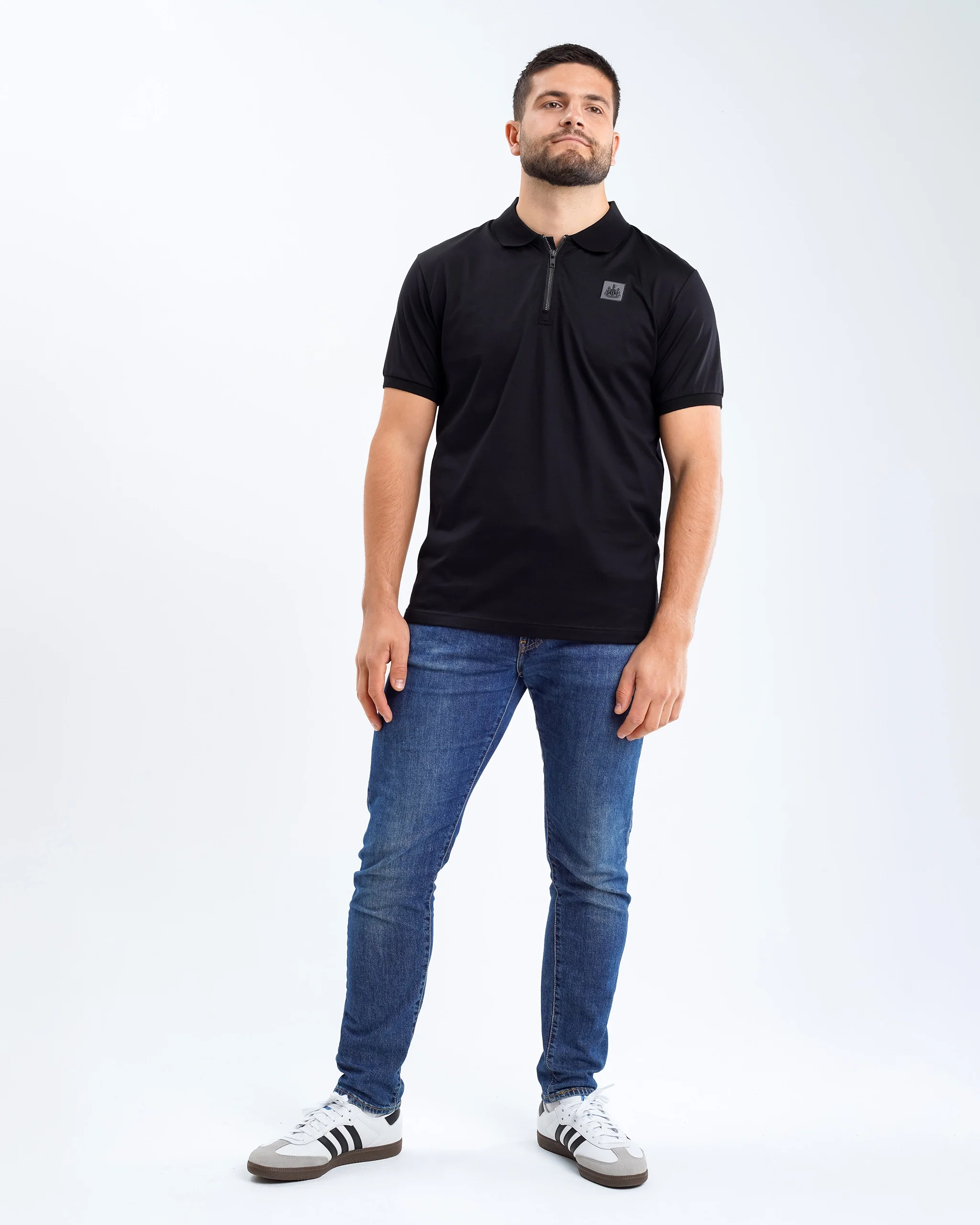 Newcastle United Men's Black Zipped Polo Shirt - Image 6