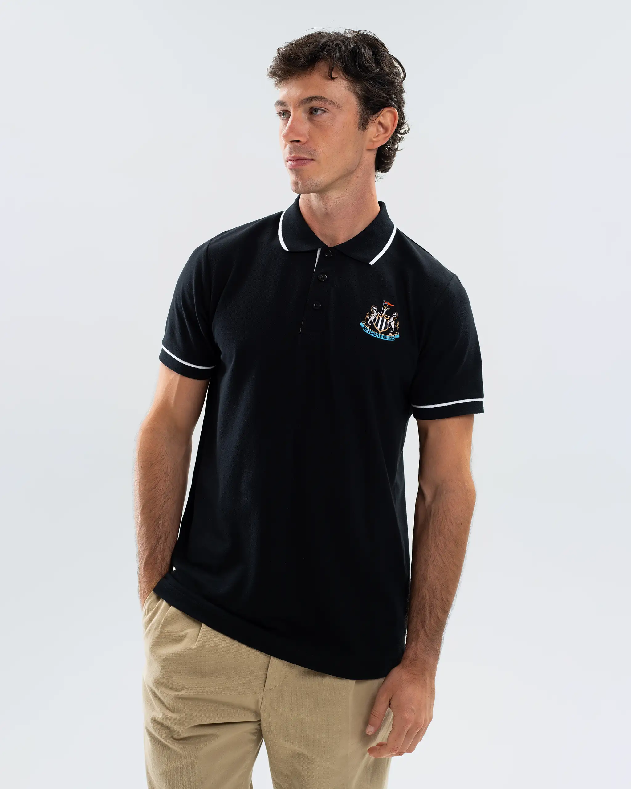 Newcastle United Men's Essentials Range Black Polo Shirt - Image 2