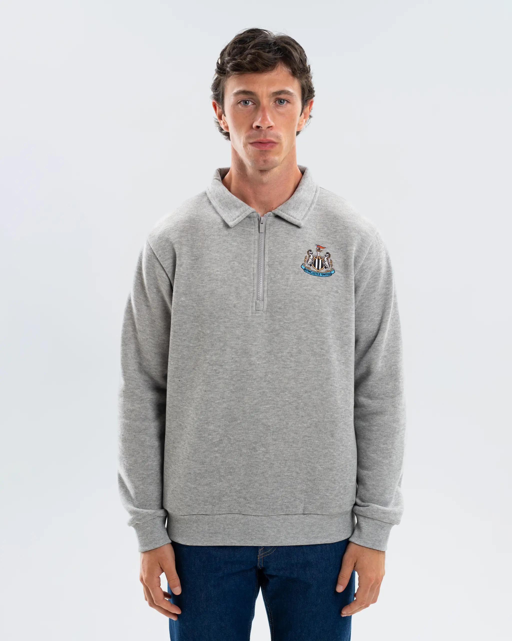 Newcastle United Men's Essentials Range Grey 1/4 Zip Sweater - Image 5