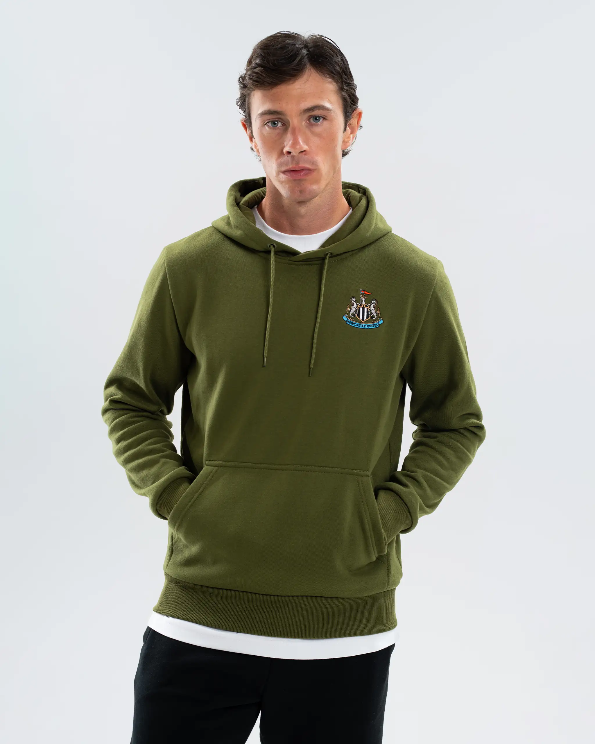 Newcastle United Men's Essentials Range Khaki Hoodie - Image 2