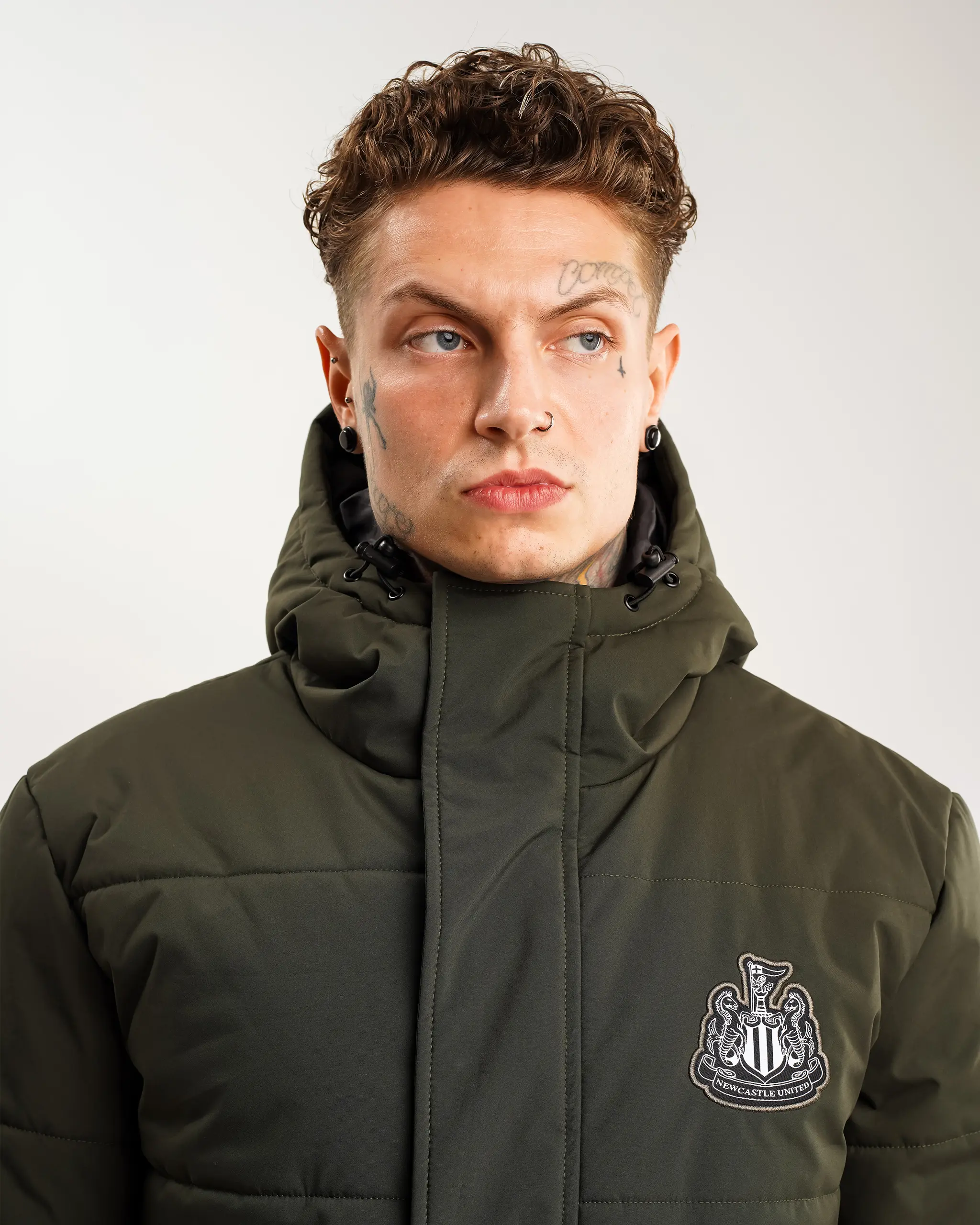 Newcastle United Men's Khaki Long Line Padded Jacket (Stadio) - Image 3