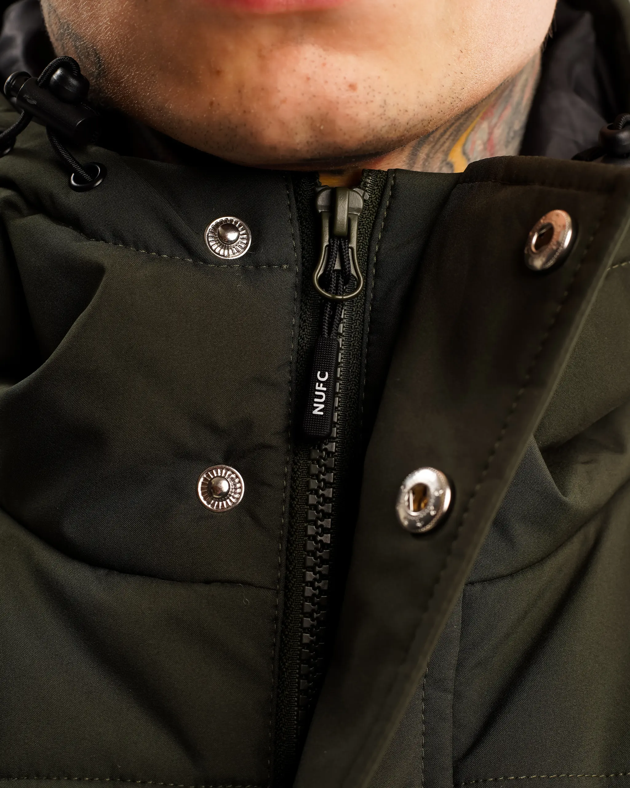 Newcastle United Men's Khaki Long Line Padded Jacket (Stadio) - Image 6