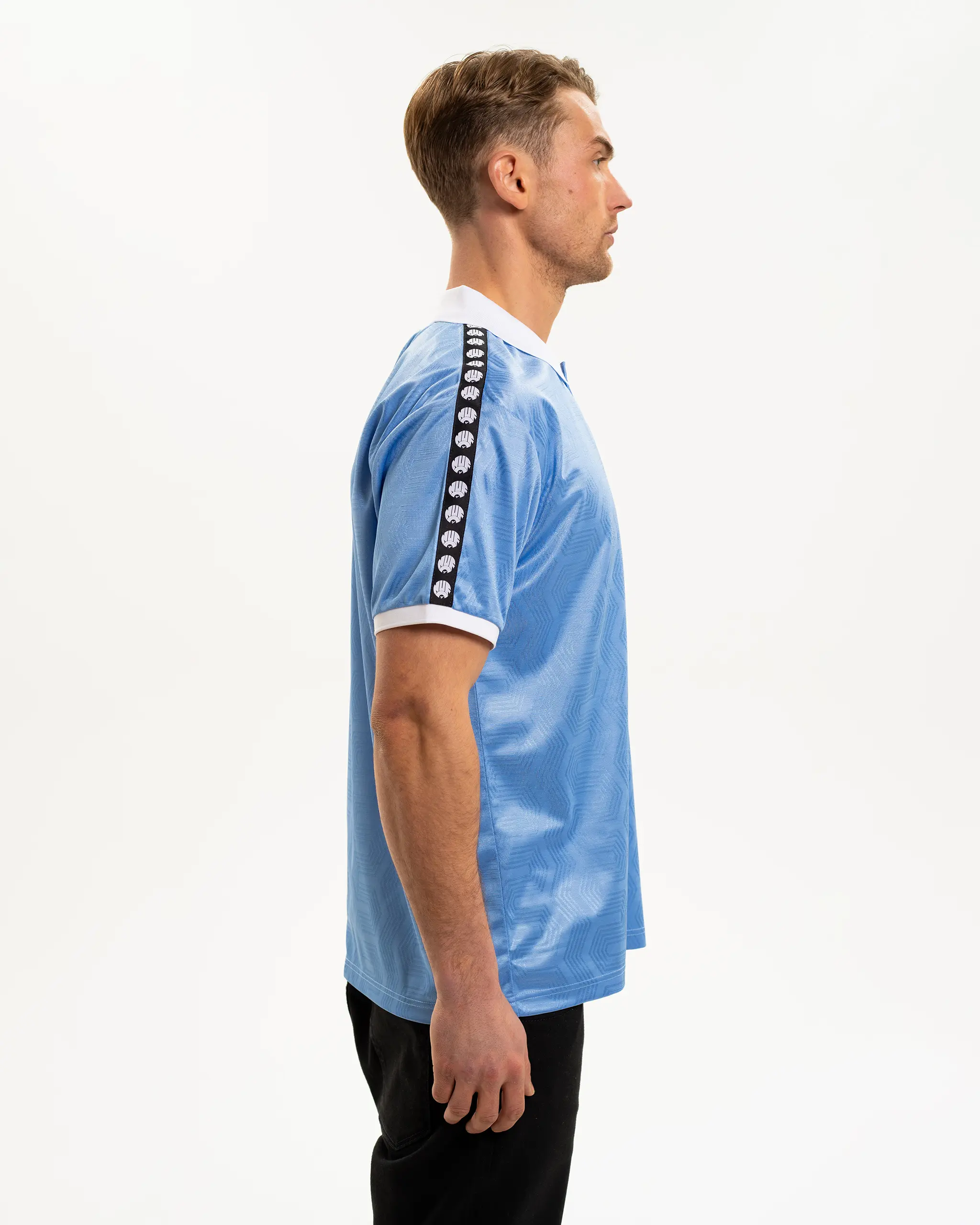 Newcastle United Men's Light Blue Tape Polo Shirt - Image 4