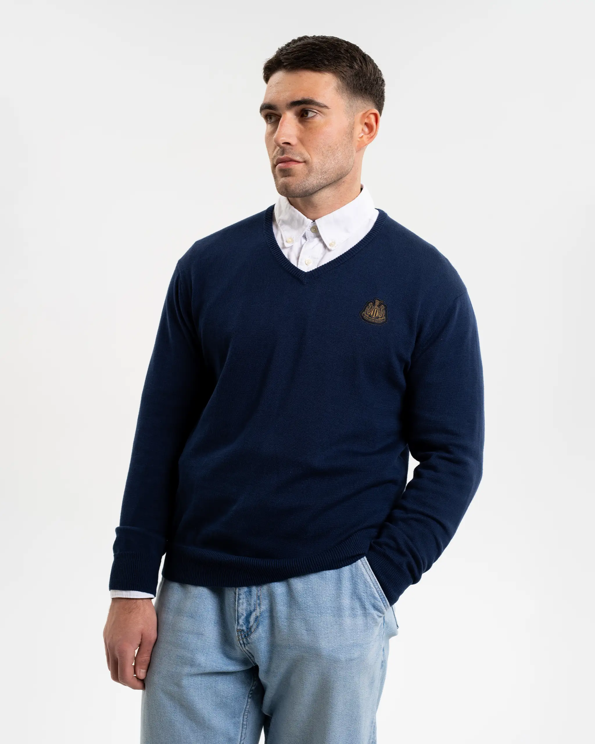 Newcastle United Men's Navy V Neck Knit Sweater - Image 2