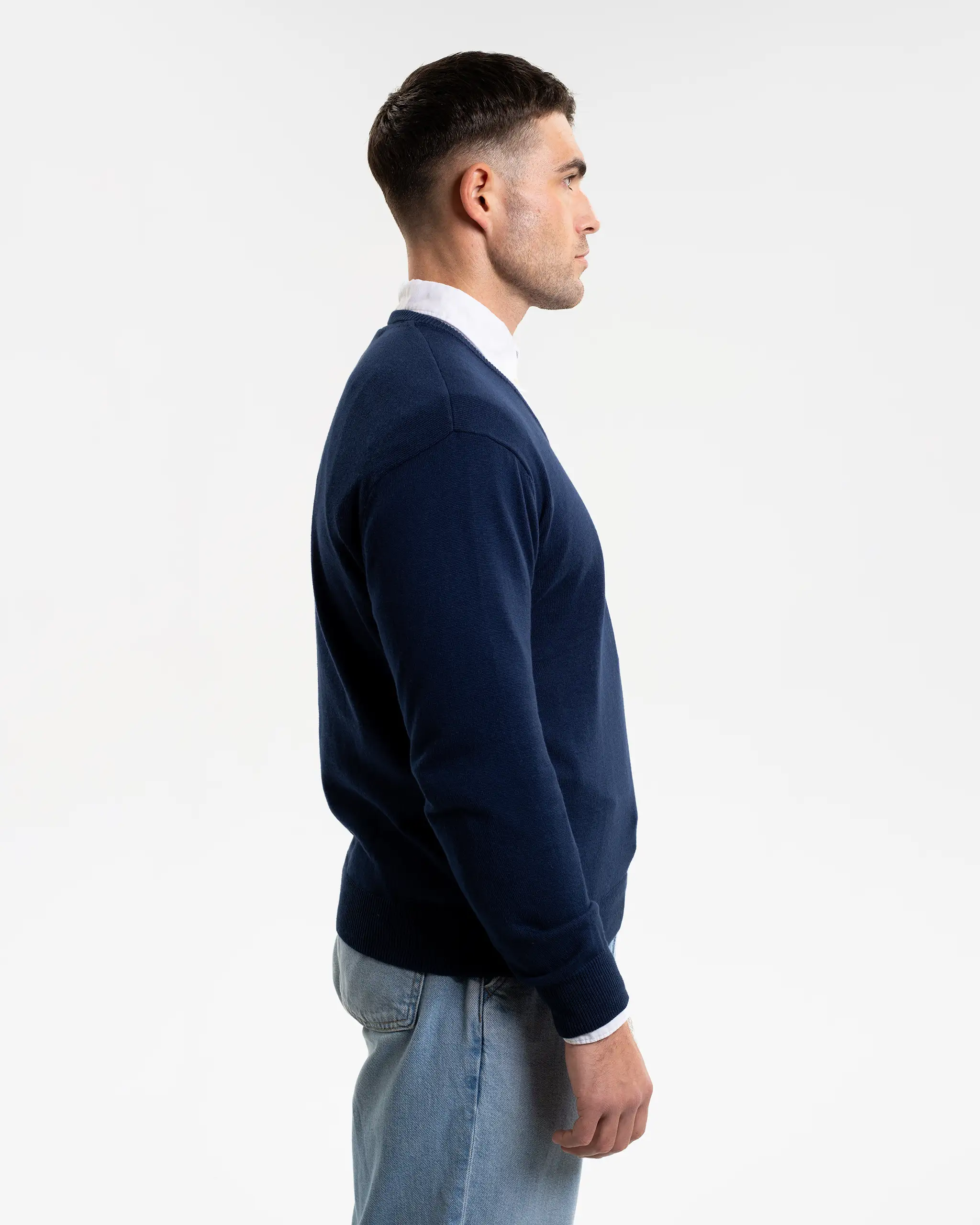 Newcastle United Men's Navy V Neck Knit Sweater - Image 6