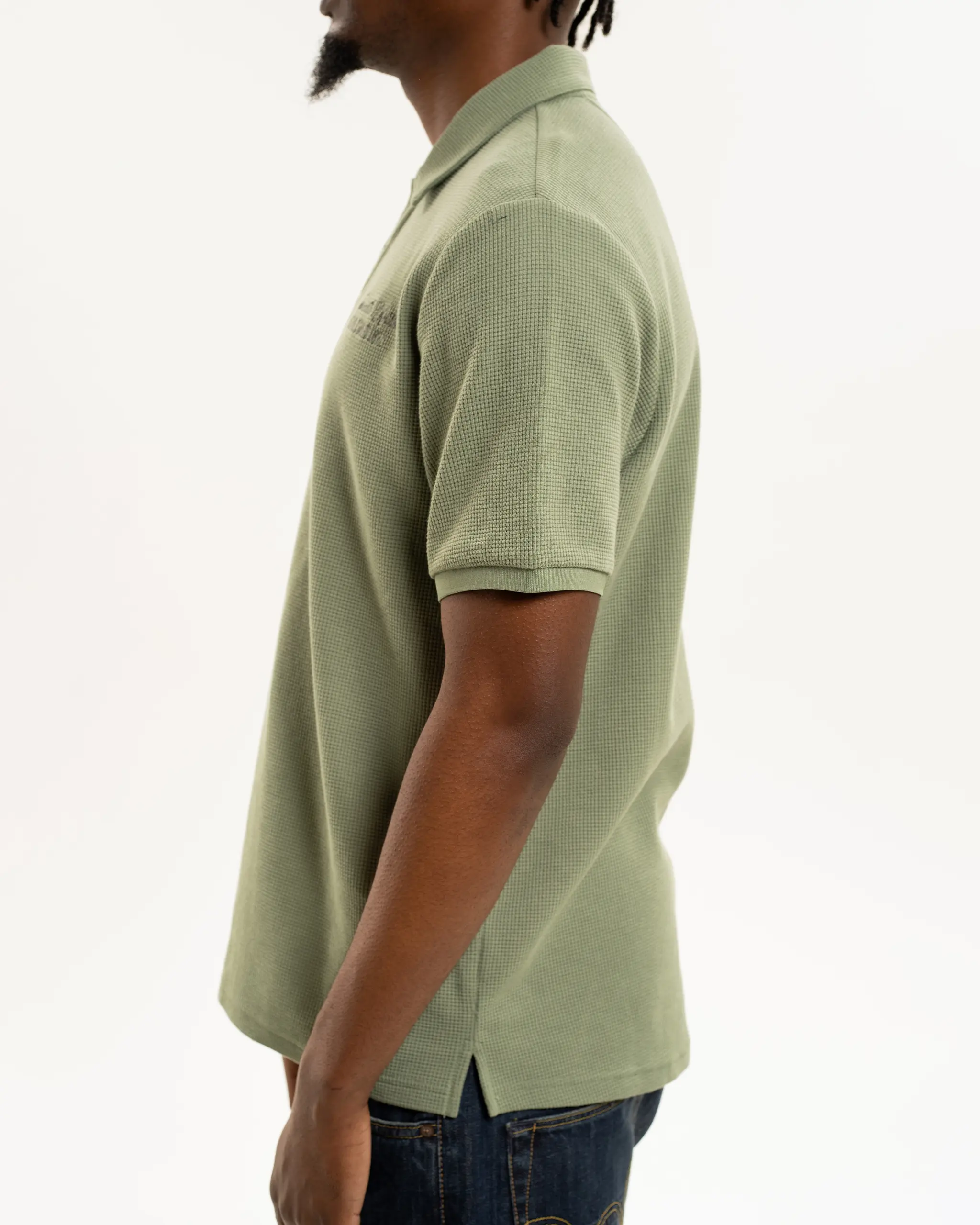 Newcastle United Men's Sage Waffle Open Neck Polo Shirt - Image 7
