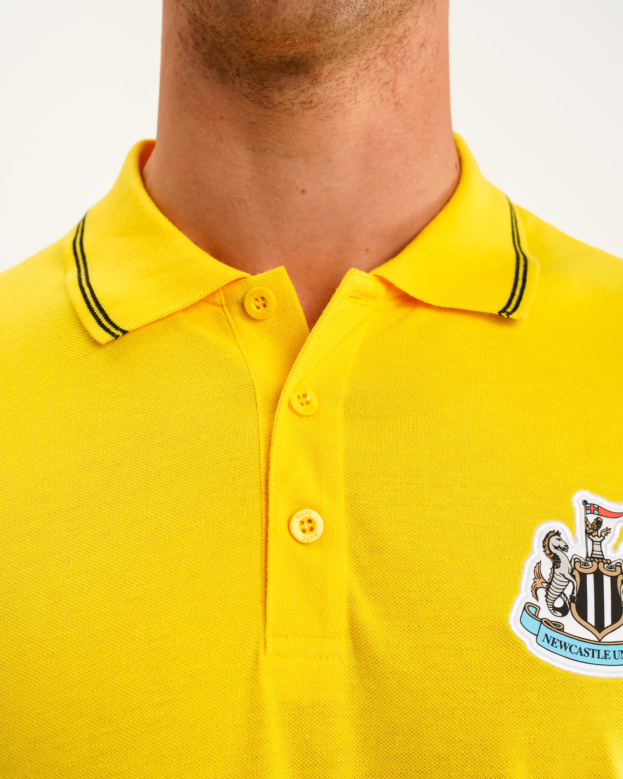 Newcastle United Men's Yellow Terrace Pique Polo Shirt - Image 6