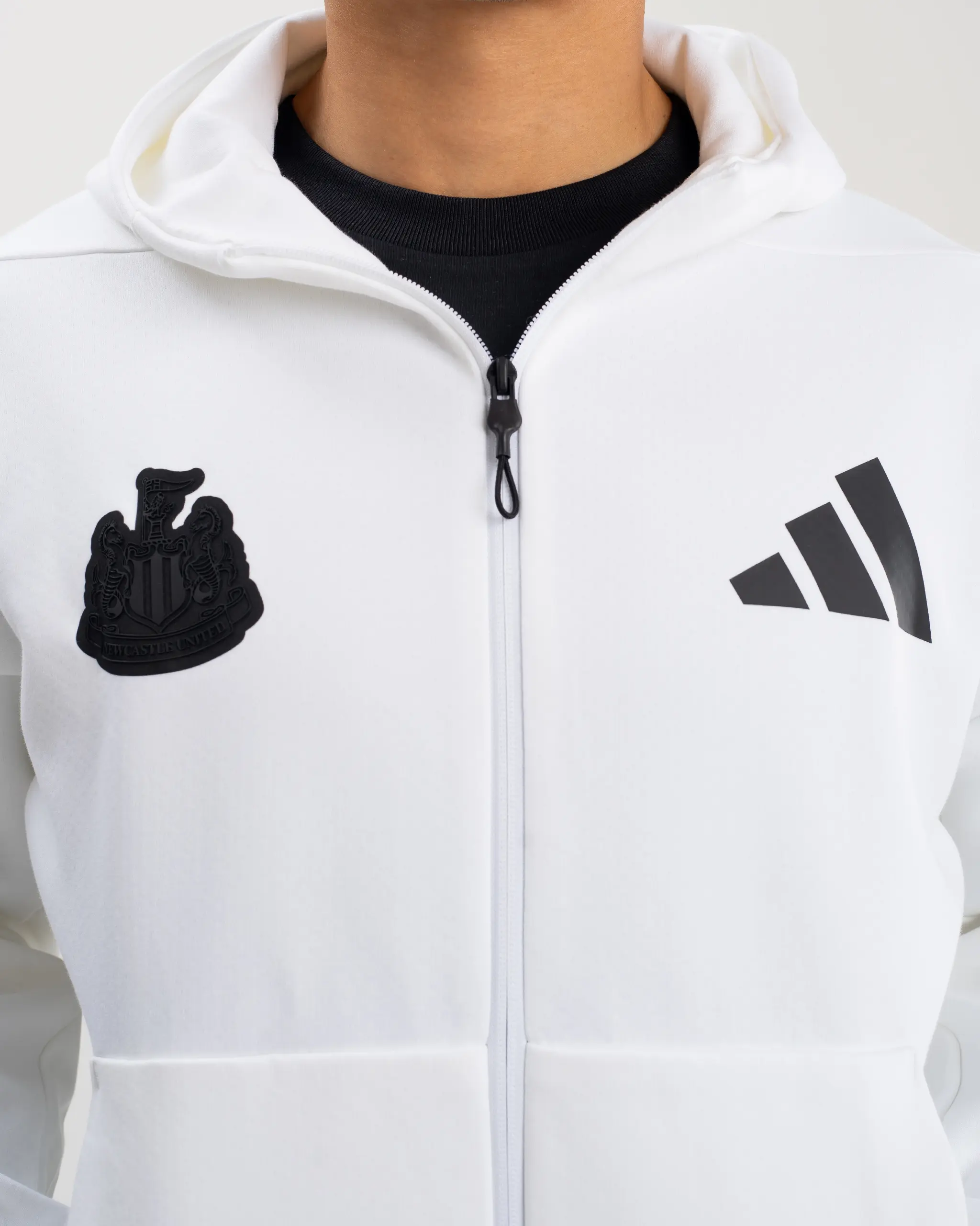 Newcastle United adidas Men's Z.N.E. White Full Zip Hoodie - Image 3